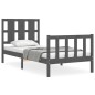 Bettgestell mit Kopfteil Grau 90x190 cm Massivholz Bettgestell mit Kopfteil Grau 90x190 cm Massivholz