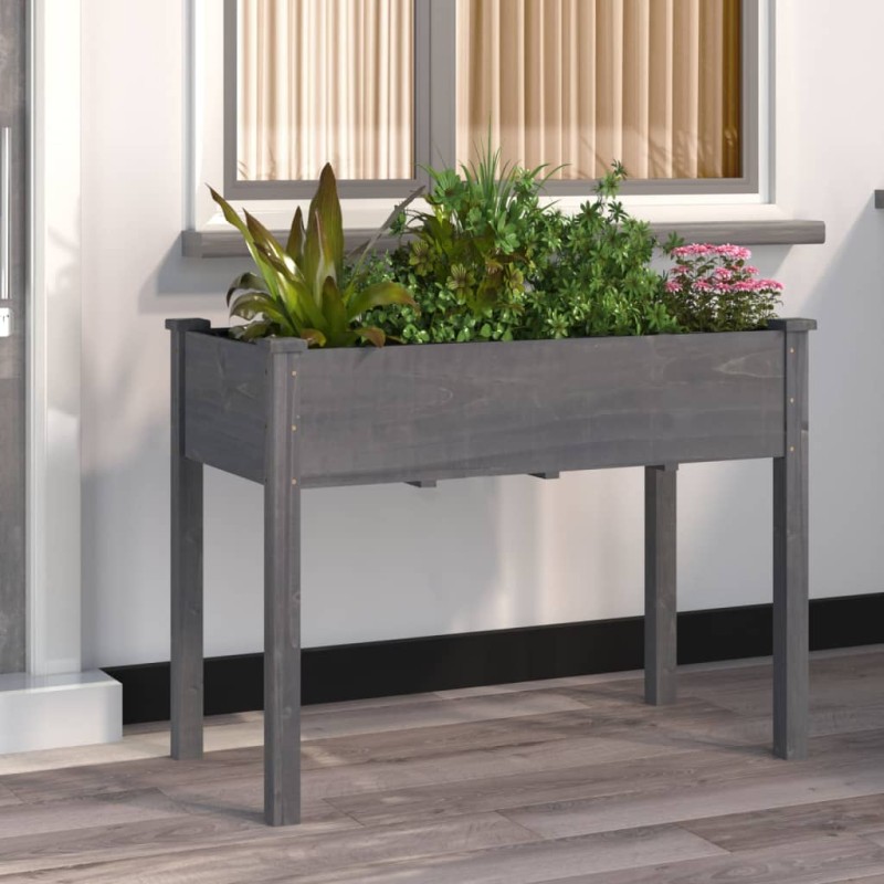 vidaXL Pflanzkübel mit Einsatz Grau 118x59x76 cm Massivholz Tanne vidaXL Pflanzkübel mit Einsatz Grau 118x59x76 cm Massivholz Tanne
