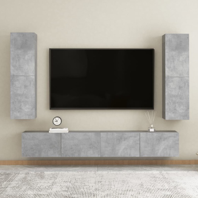 vidaXL 4-tlg. TV-Schrank-Set Betongrau Holzwerkstoff vidaXL 4-tlg. TV-Schrank-Set Betongrau Holzwerkstoff