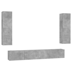 vidaXL 4-tlg. TV-Schrank-Set Betongrau Holzwerkstoff