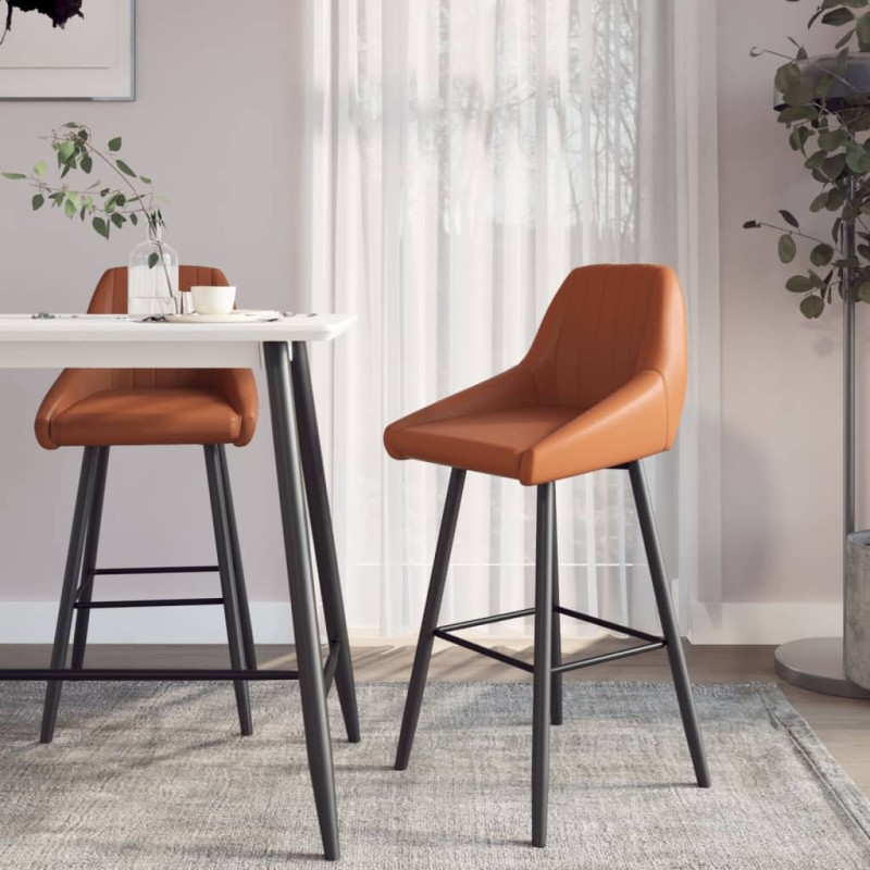 vidaXL Barhocker 2 Stk. Hellbraun Kunstleder vidaXL Barhocker 2 Stk. Hellbraun Kunstleder