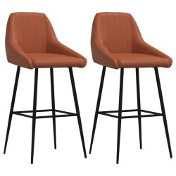 vidaXL Barhocker 2 Stk. Hellbraun Kunstleder