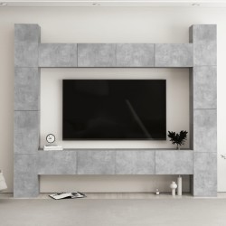 vidaXL 8-tlg. TV-Schrank-Set Betongrau Holzwerkstoff