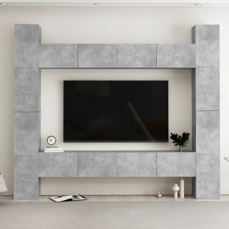 vidaXL 8-tlg. TV-Schrank-Set Betongrau Holzwerkstoff vidaXL 8-tlg. TV-Schrank-Set Betongrau Holzwerkstoff