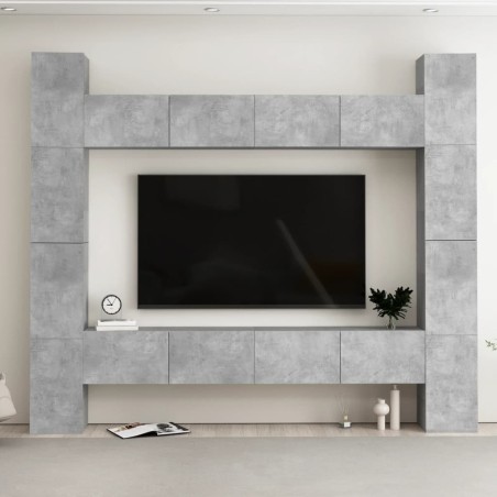 vidaXL 8-tlg. TV-Schrank-Set Betongrau Holzwerkstoff