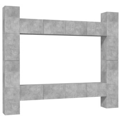 vidaXL 8-tlg. TV-Schrank-Set Betongrau Holzwerkstoff
