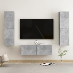 vidaXL 3-tlg. TV-Schrank-Set Betongrau Holzwerkstoff