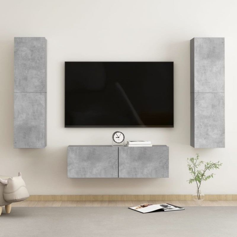 vidaXL 3-tlg. TV-Schrank-Set Betongrau Holzwerkstoff vidaXL 3-tlg. TV-Schrank-Set Betongrau Holzwerkstoff