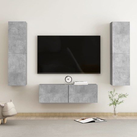 vidaXL 3-tlg. TV-Schrank-Set Betongrau Holzwerkstoff