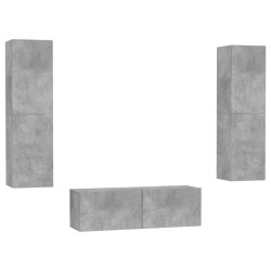 vidaXL 3-tlg. TV-Schrank-Set Betongrau Holzwerkstoff