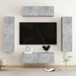 vidaXL 4-tlg. TV-Schrank-Set Betongrau Holzwerkstoff