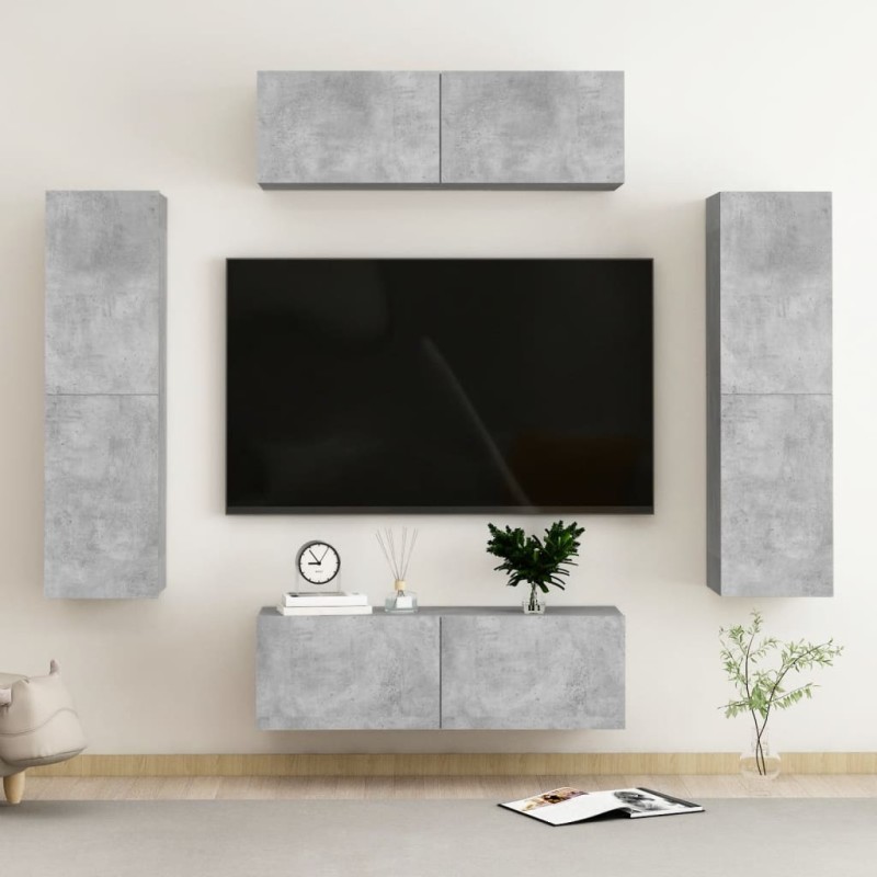 vidaXL 4-tlg. TV-Schrank-Set Betongrau Holzwerkstoff vidaXL 4-tlg. TV-Schrank-Set Betongrau Holzwerkstoff