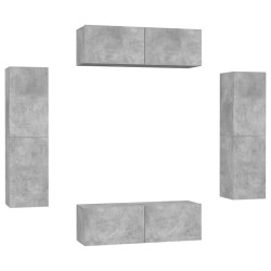 vidaXL 4-tlg. TV-Schrank-Set Betongrau Holzwerkstoff