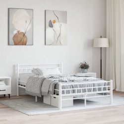 vidaXL Bettgestell Weiß Metall 140×200 cm