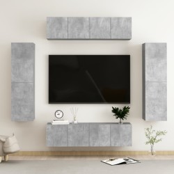 vidaXL 6-tlg. TV-Schrank-Set Betongrau Holzwerkstoff