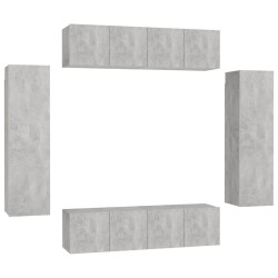 vidaXL 6-tlg. TV-Schrank-Set Betongrau Holzwerkstoff