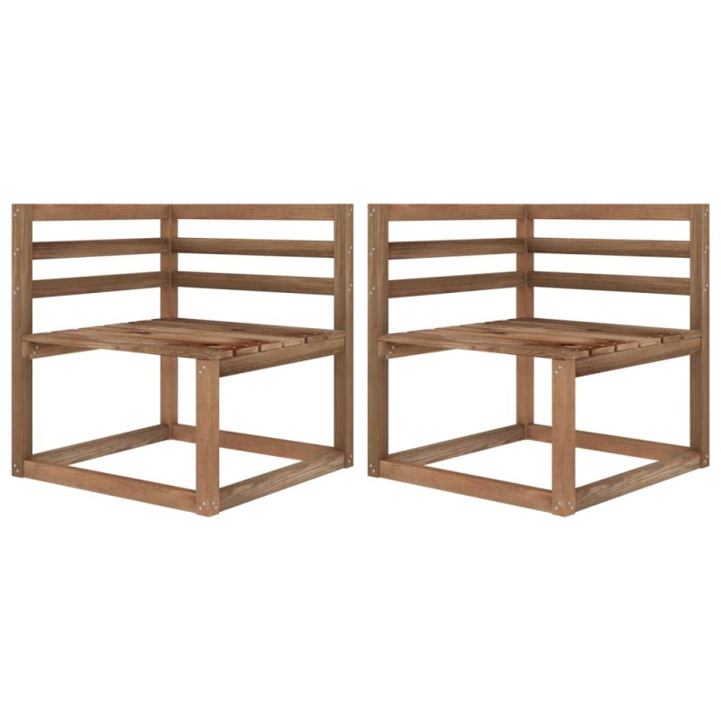 vidaXL Garten-Paletten-Ecksofas 2 Stk. Braun Imprägniertes Kiefernholz vidaXL Garten-Paletten-Ecksofas 2 Stk. Braun Imprägniertes Kiefernholz