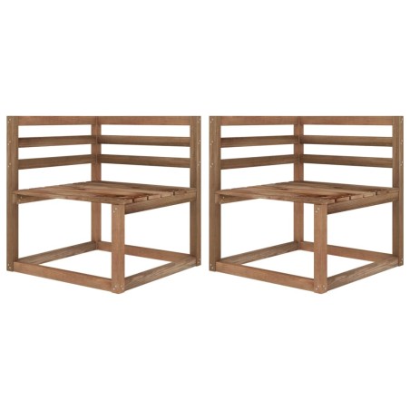 vidaXL Garten-Paletten-Ecksofas 2 Stk. Braun Imprägniertes Kiefernholz
