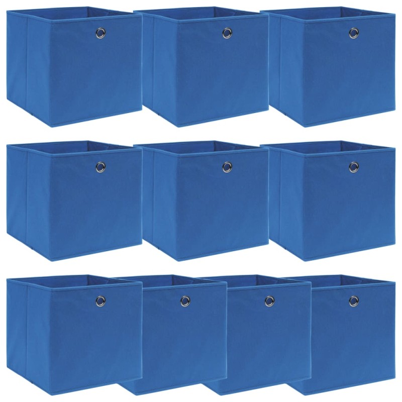 vidaXL Aufbewahrungsboxen 10 Stk. Blau 32x32x32 cm Stoff vidaXL Aufbewahrungsboxen 10 Stk. Blau 32x32x32 cm Stoff