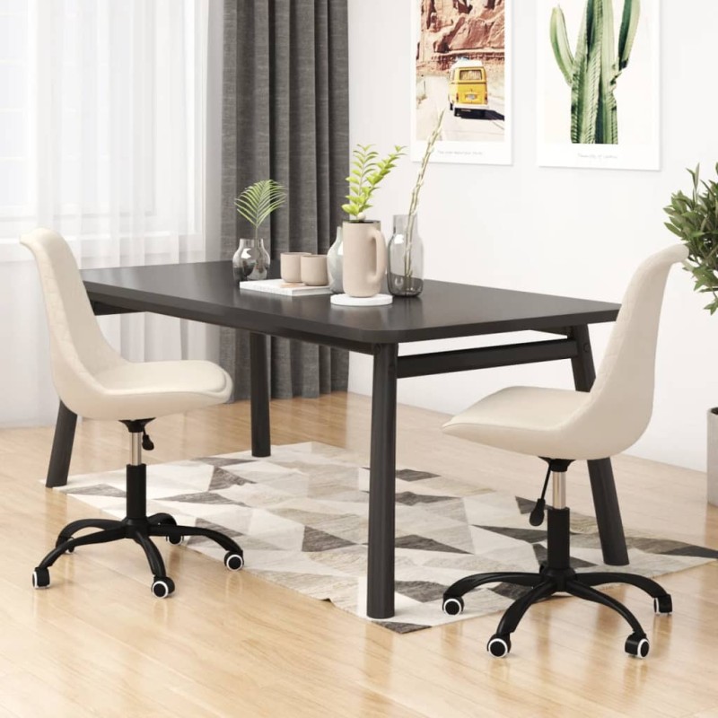 vidaXL Esszimmerstühle 2 Stk. Drehbar Creme Stoff vidaXL Esszimmerstühle 2 Stk. Drehbar Creme Stoff