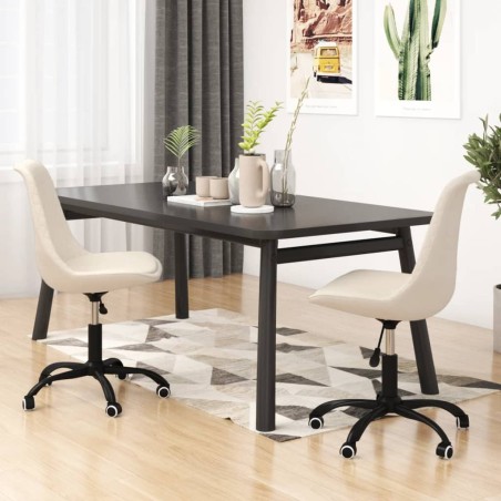 vidaXL Esszimmerstühle 2 Stk. Drehbar Creme Stoff