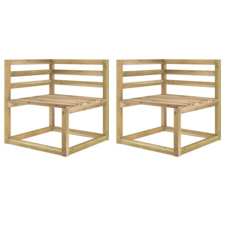 vidaXL Garten-Ecksofas aus Paletten 2 Stk Kiefernholz Grün Imprägniert