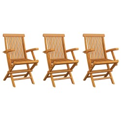 vidaXL Gartenstühle 3 Stk. Massivholz Teak
