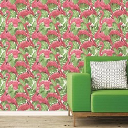 Noordwand Tapete Flamingo and Monstera Rosa
