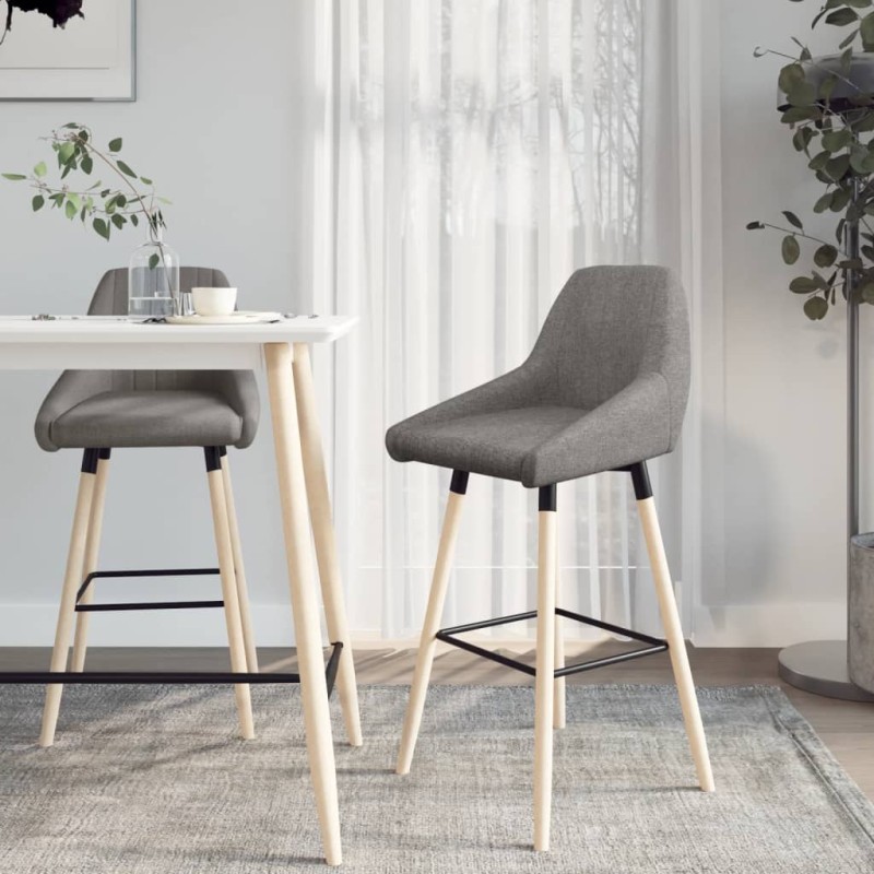 Barhocker 2 Stk. Hellgrau Stoff Barhocker 2 Stk. Hellgrau Stoff