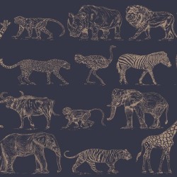 Kids at Home Tapete Safari Midnight Blau 