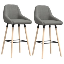 Barhocker 2 Stk. Hellgrau Stoff