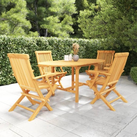 vidaXL 5-tlg. Garten-Essgruppe Massivholz Teak