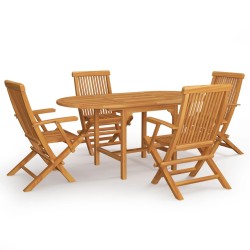 vidaXL 5-tlg. Garten-Essgruppe Massivholz Teak