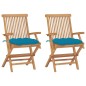 vidaXL Gartenstühle mit Hellblauen Kissen 2 Stk. Massivholz Teak vidaXL Gartenstühle mit Hellblauen Kissen 2 Stk. Massivholz Teak