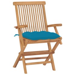 vidaXL Gartenstühle mit Hellblauen Kissen 2 Stk. Massivholz Teak