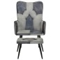 Sessel mit Hocker Grau Echtleder und Canvas Sessel mit Hocker Grau Echtleder und Canvas