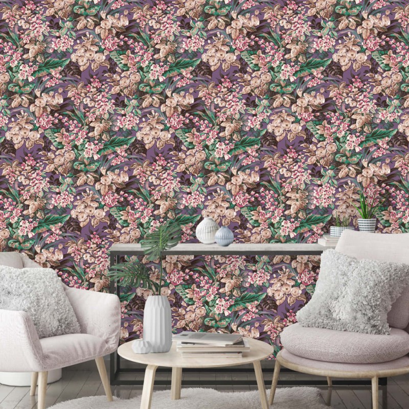 DUTCH WALLCOVERINGS Tapete Blumenmuster Lila DUTCH WALLCOVERINGS Tapete Blumenmuster Lila