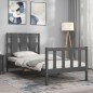 Bettgestell mit Kopfteil Grau 90x190 cm Massivholz Bettgestell mit Kopfteil Grau 90x190 cm Massivholz