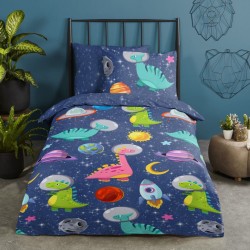 Good Morning Kinder-Bettwäsche-Set DINOSPACE 140x200/220 cm Mehrfarbig