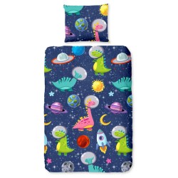 Good Morning Kinder-Bettwäsche-Set DINOSPACE 140x200/220 cm Mehrfarbig