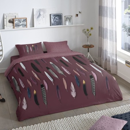 Good Morning Bettwäsche-Set FEATHERS 200x200/220 cm Bordeauxrot