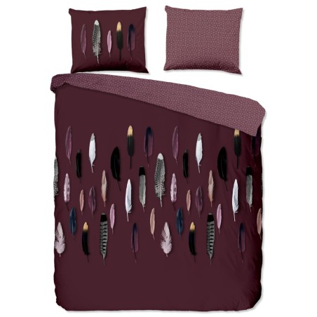 Good Morning Bettwäsche-Set FEATHERS 200x200/220 cm Bordeauxrot