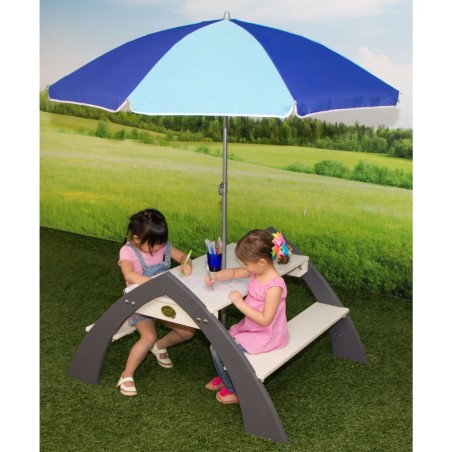 AXI Picknicktisch für Kinder Kylo mit Sonnenschirm XL Weiß und Grau