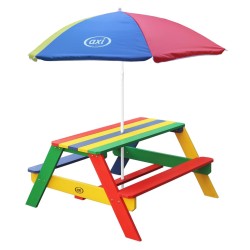 AXI Picknicktisch für Kinder Nick mit Sonnenschirm Regenbogen