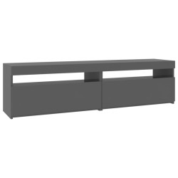 vidaXL TV-Schränke 2 Stk. mit LED-Leuchten Hochglanz-Grau 75x35x40 cm
