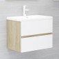 vidaXL Waschbeckenunterschrank Weiß Sonoma-Eiche 60x38,5x45 cm vidaXL Waschbeckenunterschrank Weiß Sonoma-Eiche 60x38,5x45 cm