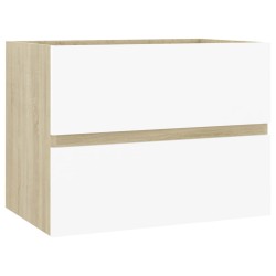 vidaXL Waschbeckenunterschrank Weiß Sonoma-Eiche 60x38,5x45 cm