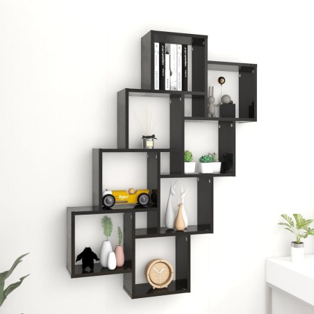 vidaXL Würfelregal Hochglanz-Schwarz 90x15x119 cm Holzwerkstoff