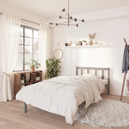 vidaXL Massivholzbett Grau Kiefer 75x190 cm