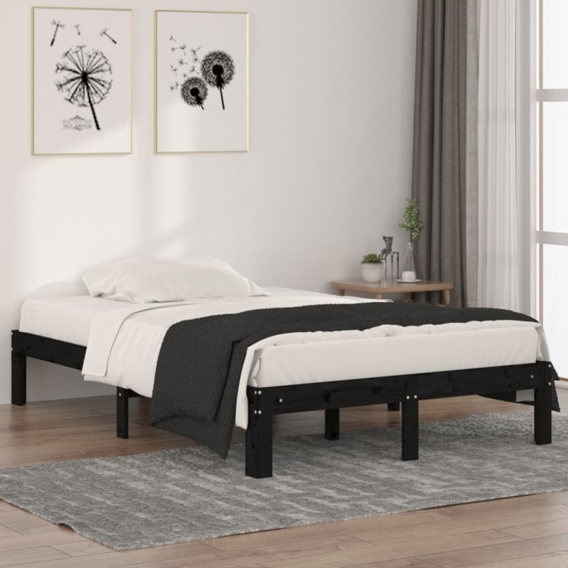 vidaXL Massivholzbett Schwarz 120x190 cm vidaXL Massivholzbett Schwarz 120x190 cm